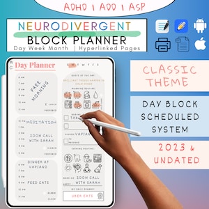 NEURODIVERGENT BLOCK Planner - Printable and Digital ADHD Journal for Self-Care and Memorizing Tasks - Focus Templates