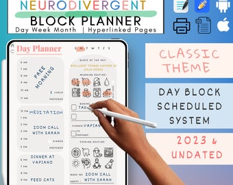 NEURODIVERGENT BLOCK Planner - Printable and Digital ADHD Journal for Self-Care and Memorizing Tasks - Focus Templates