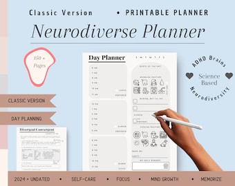 Neurodiverse Planner - Printable only Version, Classic ADHD Journal for Self-Care and Memorizing Tasks - Focus Templates