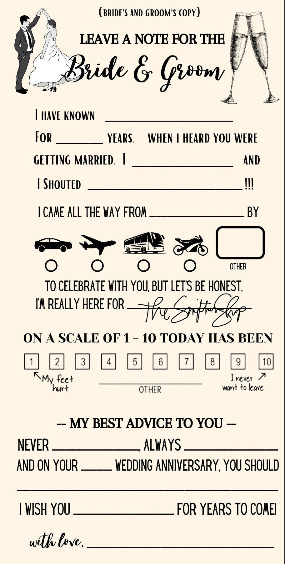 Leave a Note to the Bride and Groom - Etsy