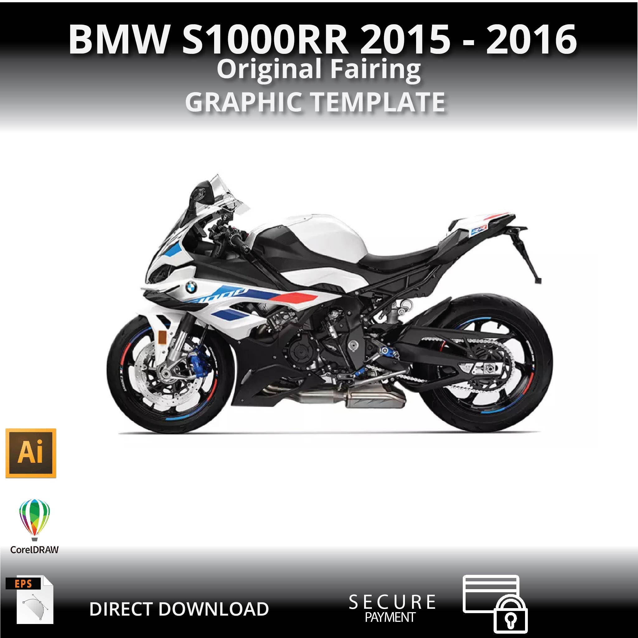 BMW S1000RR 2015-2016 オートバイ 1:1 ベクター グラフィック 