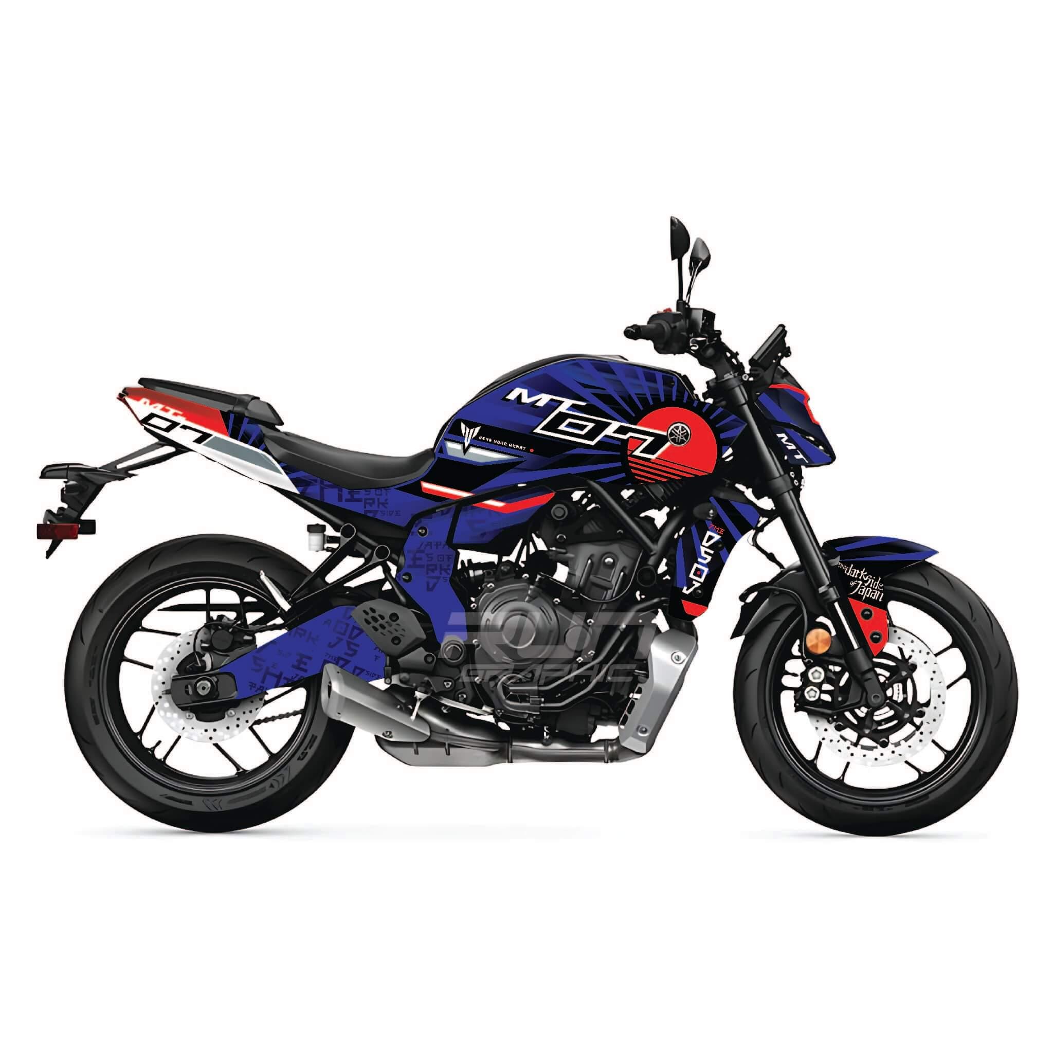 ヤマハ MT07 2025：ブルーサンレイズ バイクグラフィックデカール