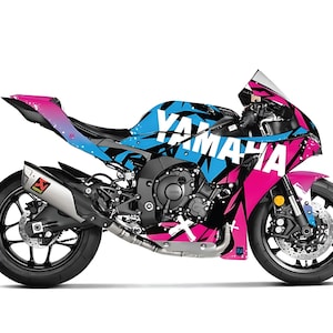 Custom Yamaha YZF R1 Blue Pink Graphic Kit 2020-2024 Graphic Kit - High-Quality Decals & Designs