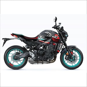 Yamaha MT09 2014 - 2024 High-Quality Black, Turquoise and Red Design Graphic Kit Decal Wrap
