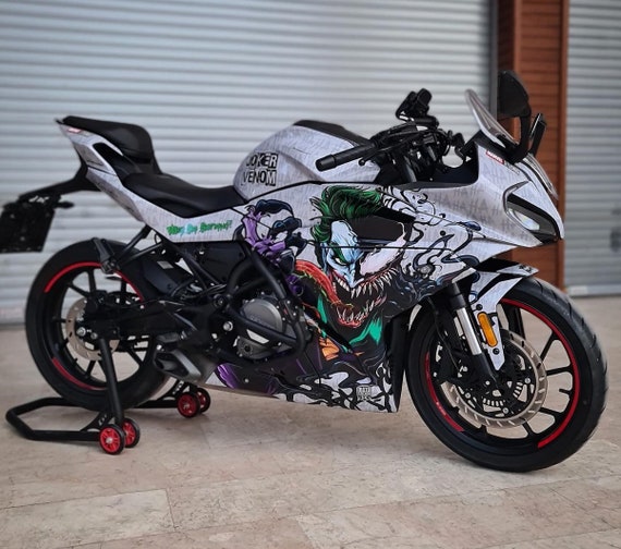 RYU　SHELLAC-5351MARUYA- W RIDERS Yamaha R3 2019-2022 Venom & Joker Marvel Theme Decal Wrap Graphic