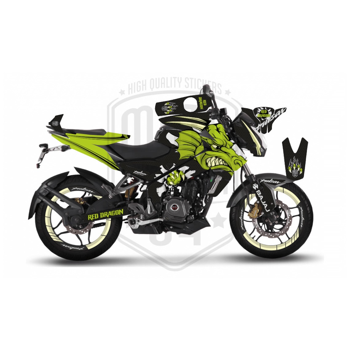 Bajaj Pulsar NS200 Dragon Theme Graphic Kit With Wheel Rim Stickers ...