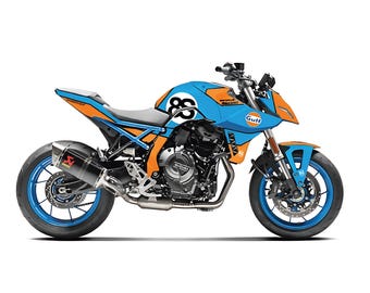 カスタム スズキ GSX8S グラフィックキット：オレンジ＆ブルー