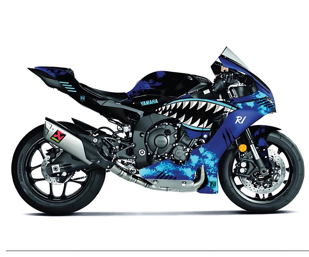 Yzf R1 Graphics Yamaha YZF R1 Blue Shark Graphic Kit (2020-2024) - Etsy