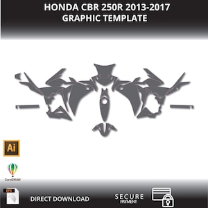 Honda CBR 250R 2013-2017 Motorcycle 1:1 Vector Graphic Template