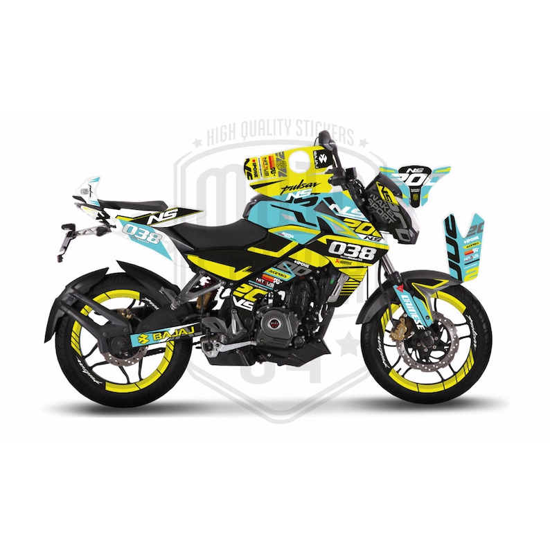 Flou Graphic Kit for Bajaj Pulsar NS200, Bold Custom Decals With Wheel ...