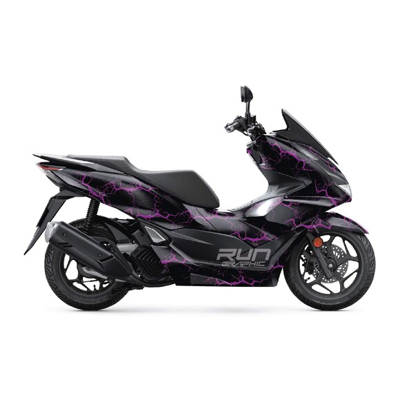 HONDA PCX 黒いストライプデザインバイクシート ホンダ PCX 125 2020-2024 ブラックライトニング デカールキット