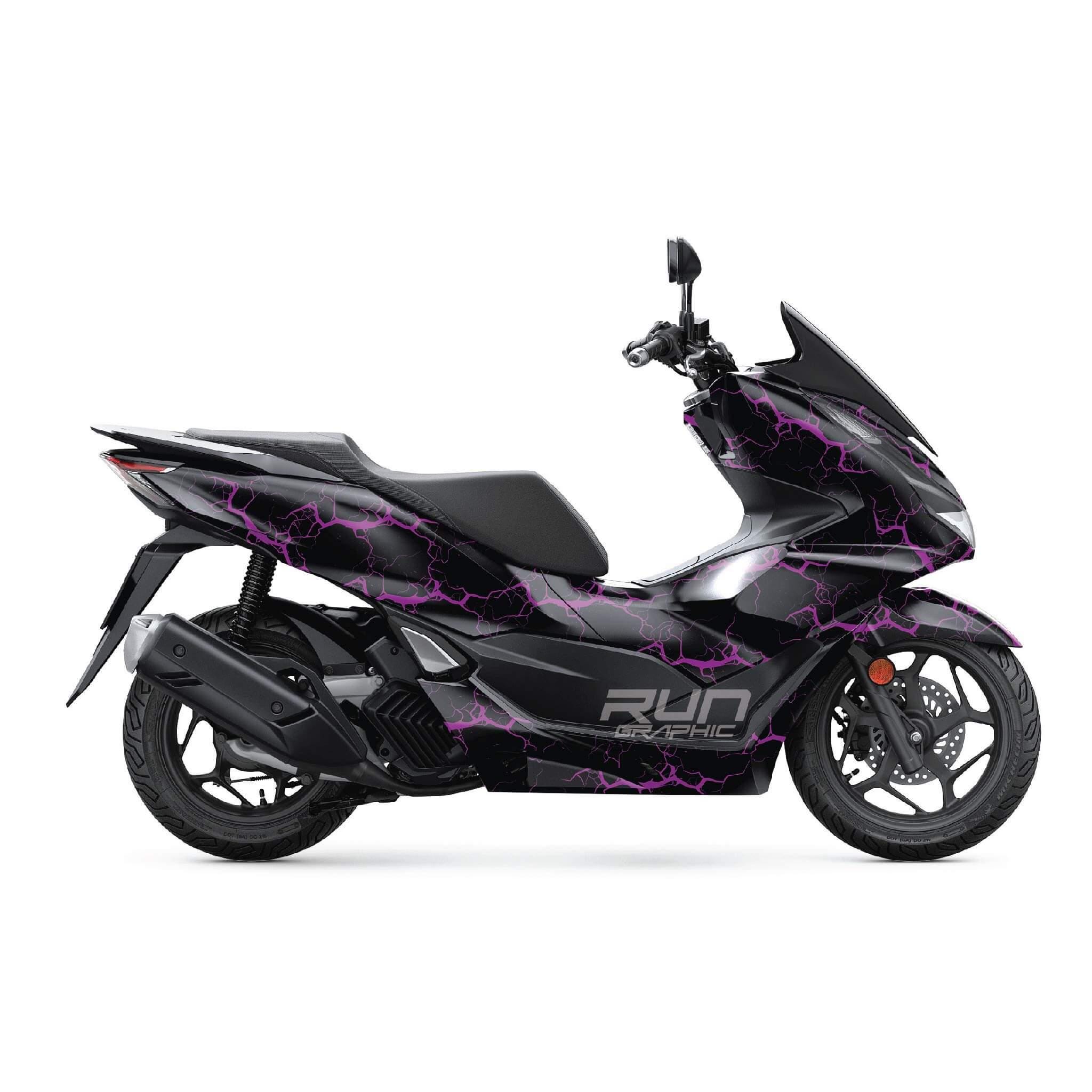 Honda PCX 125 2020-2024 Black Lightning Decal Kit: Custom Graphics