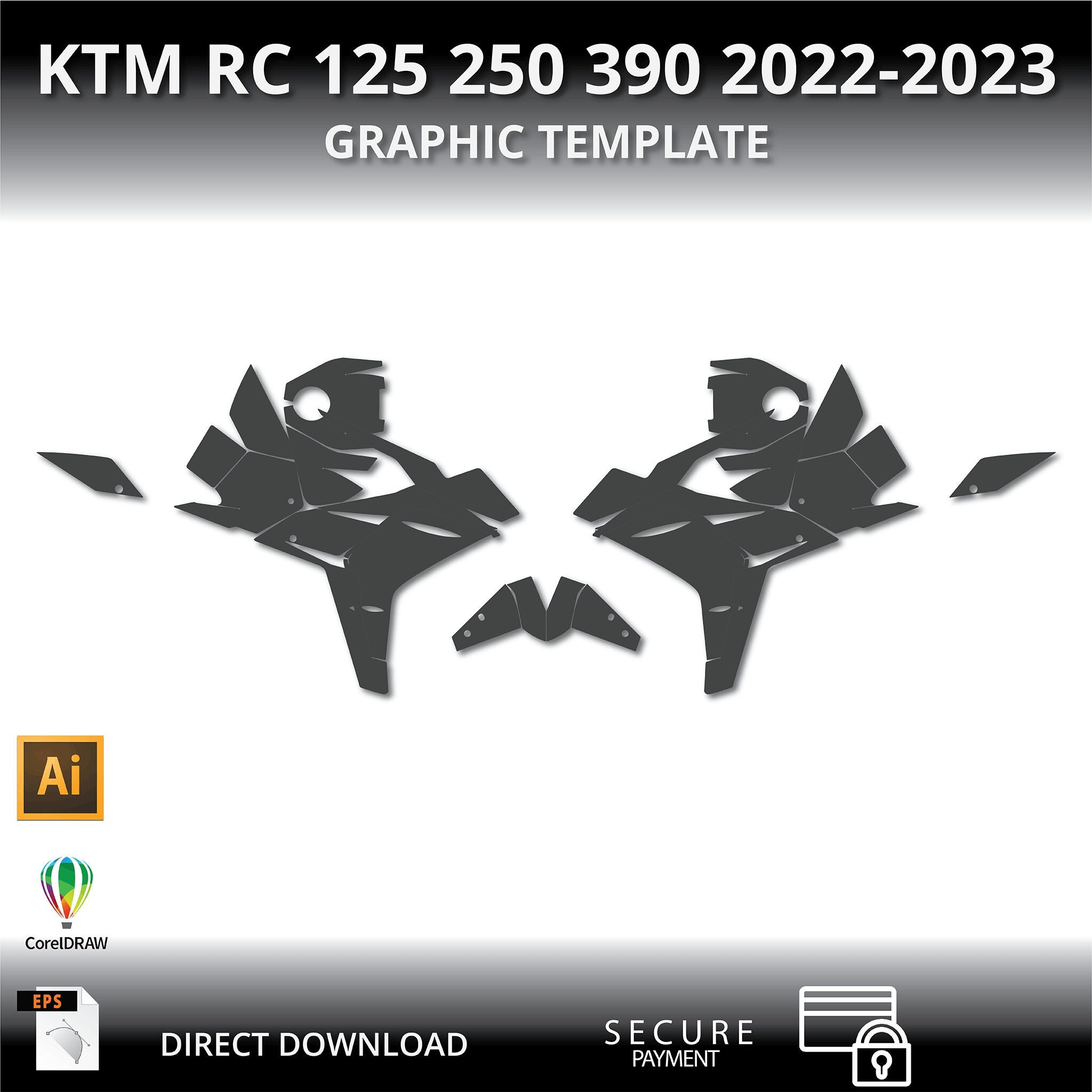 KTM EXC 2020 - 2021 - 2022 - 2023 MOTOCROSS & DIRTBIKE TEMPLATE - Legit,  verified & testfitted vector template (.AI, .EPS, .CDR). Instant download.  Guaranteed perfect fitment. All templates made by the same person since  2015.