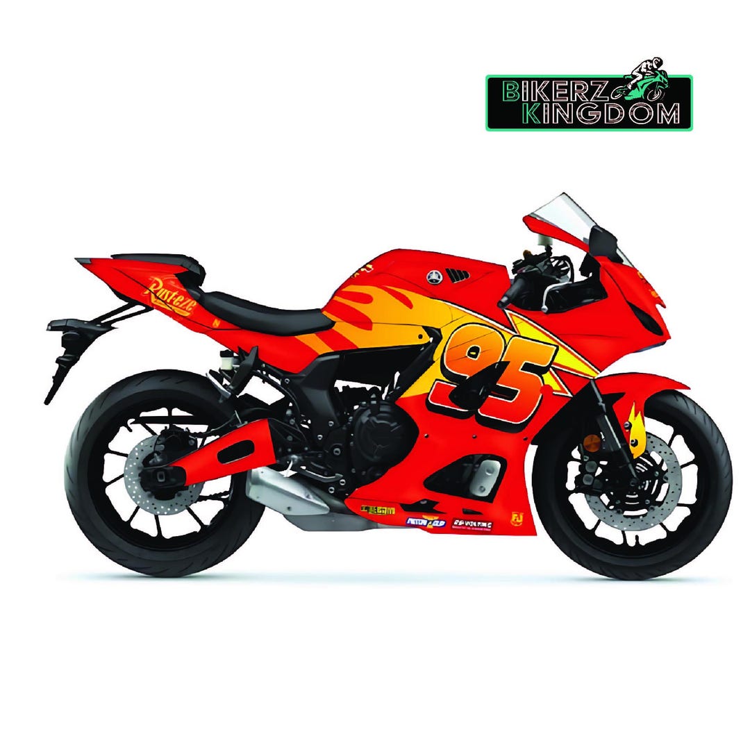 Custom Yamaha YZF R7 Lightening Mcqueen Graphic Kit 2021-2024 Graphic ...