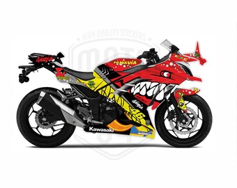 カワサキ Ninja 300 2013-2017 ロッシ シャーク テーマ グラフィック