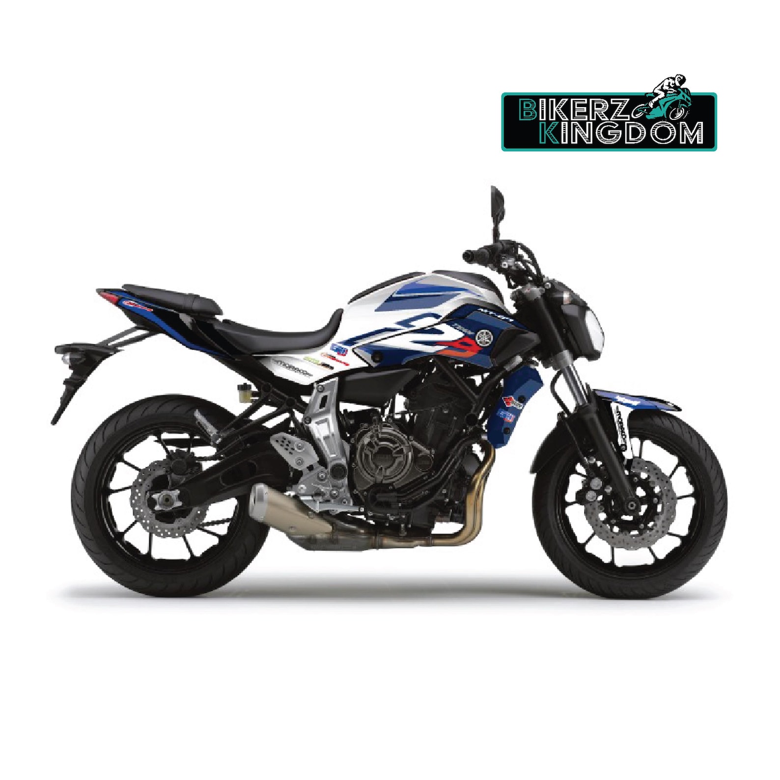 Yamaha MT07 Blue & White Race Graphic Kit: Motorcycle Vinyl Decal Set ...