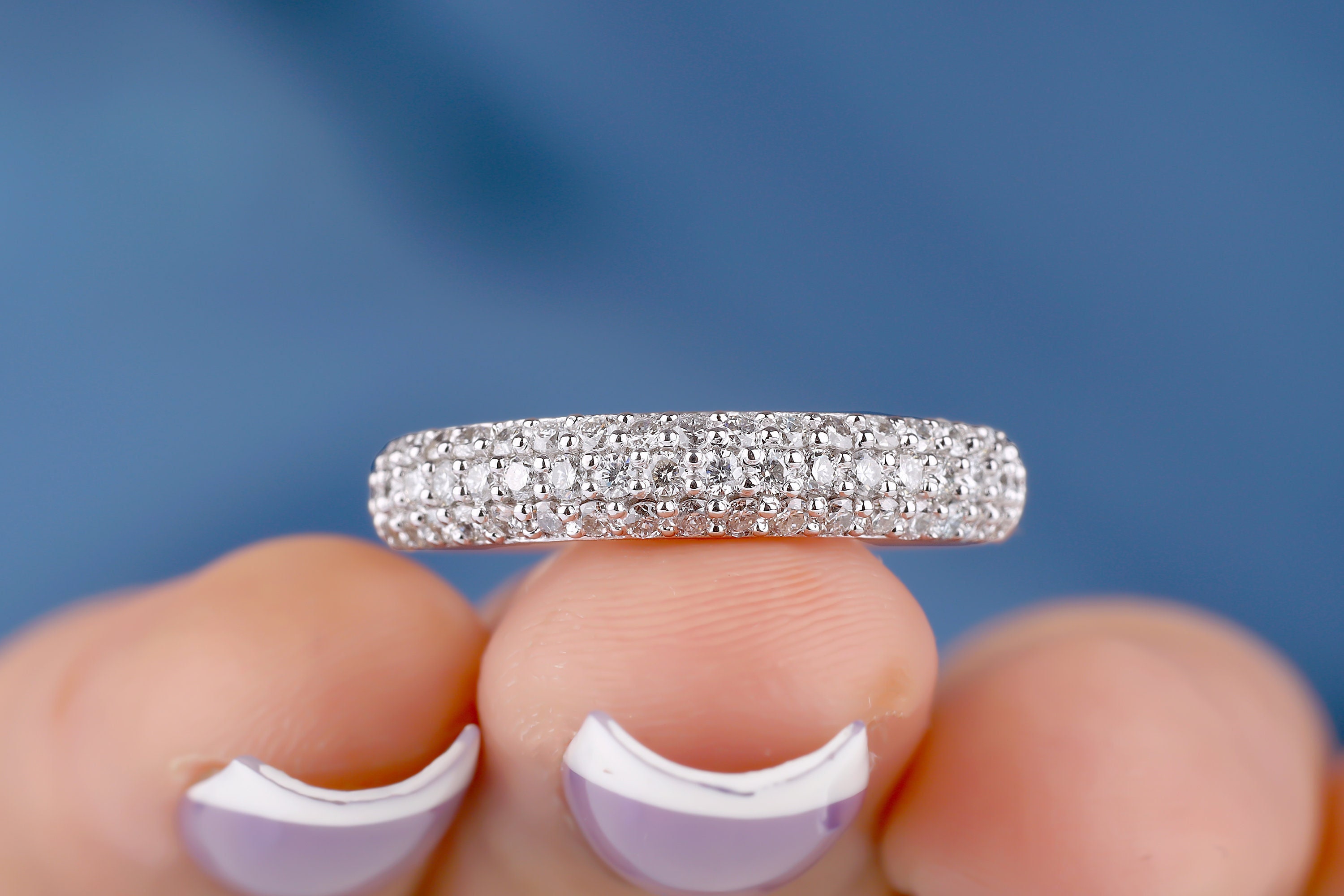 Gold pave deals wedding band
