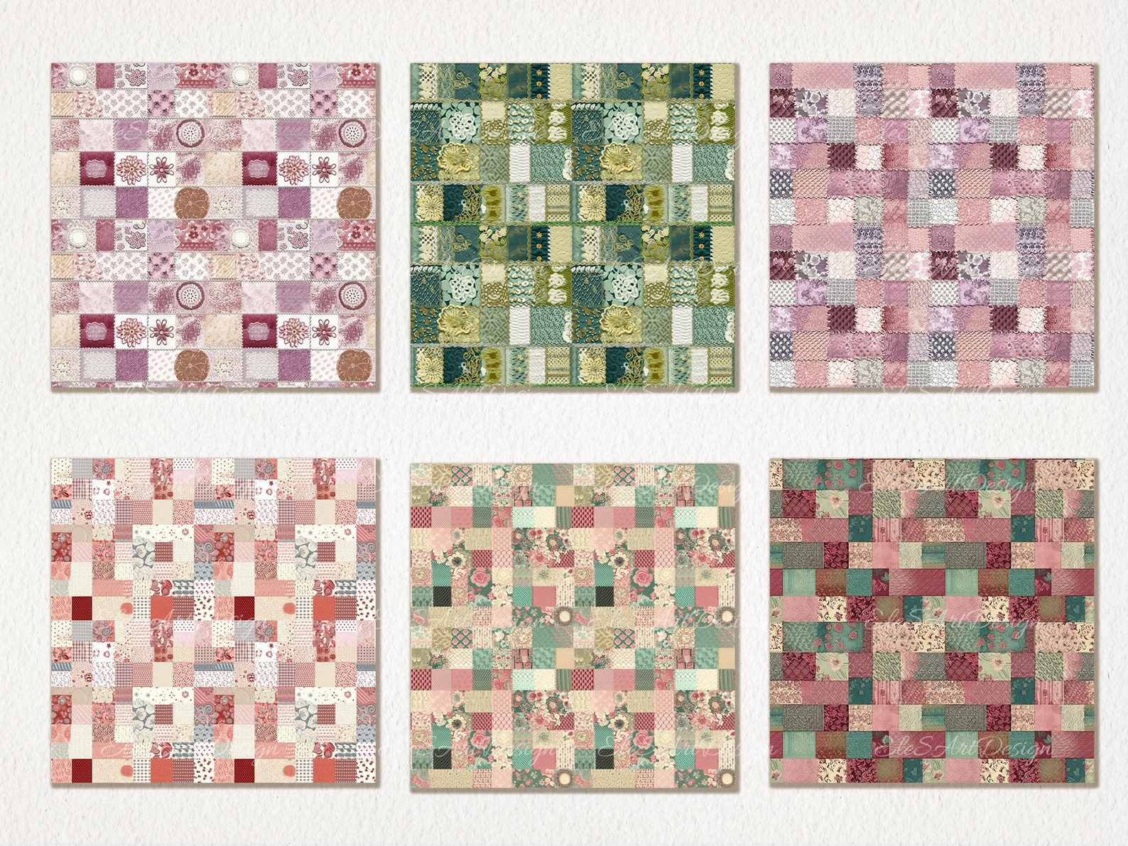 Patchwork Seamless Pattern Paper Pages. Commercial Use. Crafting ...