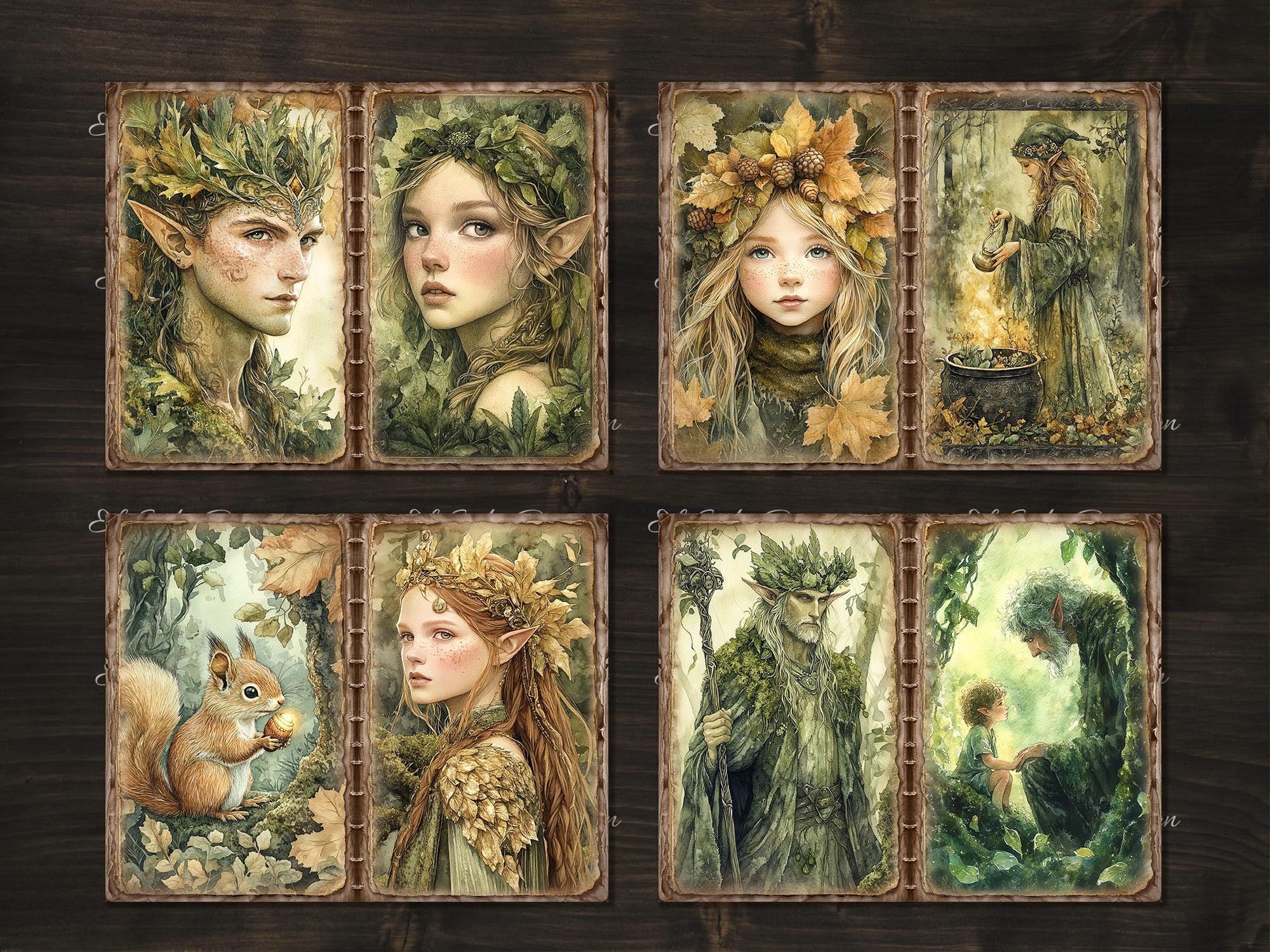 Elven Forest Fairy Junk Journal Double Pages. Magic Fantasy Enchanted ...