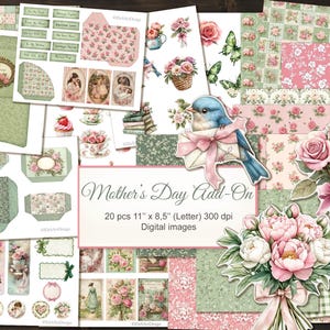 Muttertag Journal Add-On Ephemera Fussy Cuts Kraftpapier. Druckbare Mama, Geschenk zum Muttertag. Shabby Chic DIY. Digitaler Download. 20ER PACK