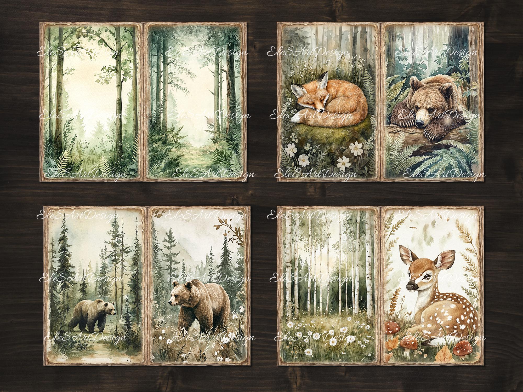 Woodland Animal Forest Junk Journal Printable Double Pages. Digital ...