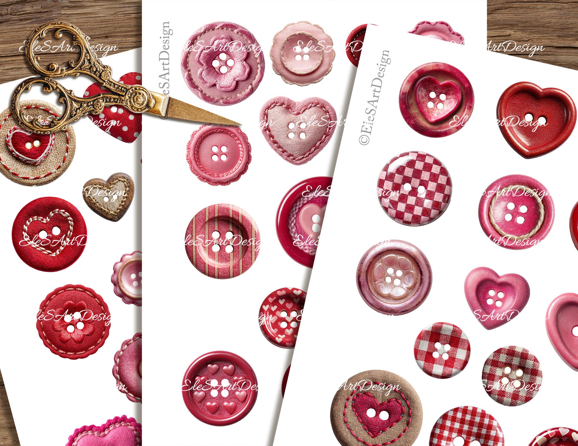 Valentine Button Valentine Button Clipart. Ephemera for Junk Journal. Digital Download ...