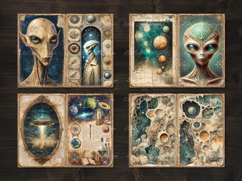 Aliens Fantasy Junk Journal. Printable Pages. Digital Download. 22 PACK ...