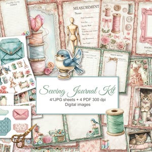 Kit de journal indésirable pour agenda de couture. Vintage Cottagecore Shabby Chic, coupes difficiles, éphémères, pages, papier artisanal. Téléchargement numérique. 41 PAQUET