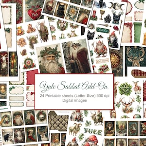 Yule Sabbat Wiccan Add On Ephemera, Cards, Tags, Fussy Cuts . Wicca Magic. Winter Solstice. Printable Sheets. Digital Download. 24 PACK