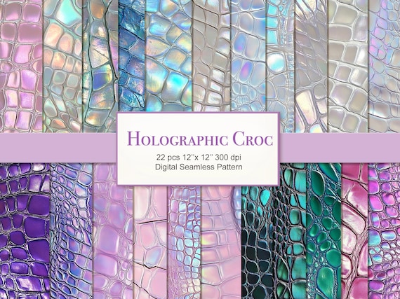 Holographic Crocodile Skin Texture Paper, Crafting Pages (Digital Download) 22 PACK