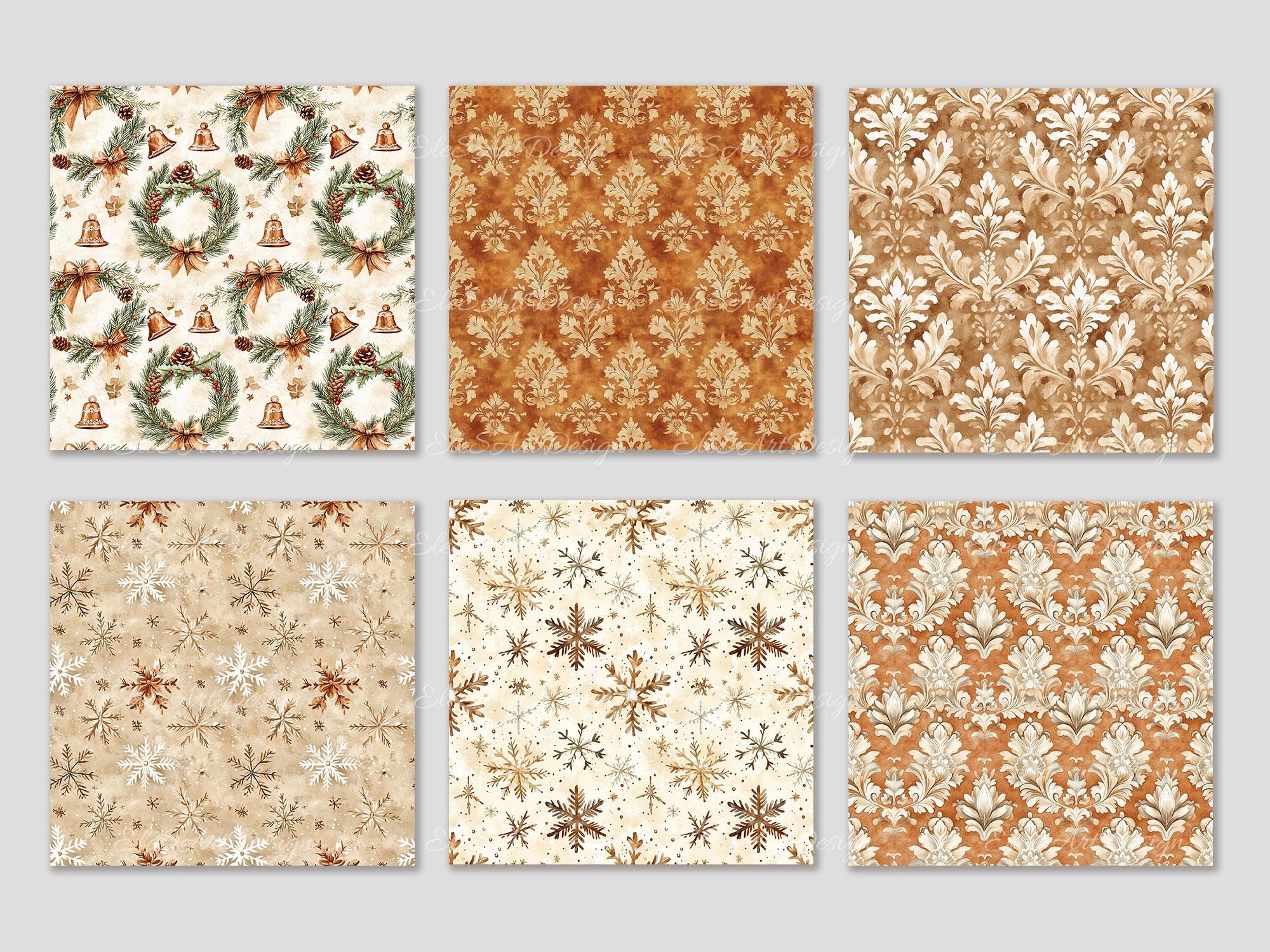 Gingerbread Man Row Pattern Gingerbread Man Seamless Pattern. Digital Craft Paper Bundle. 26 PACK ...