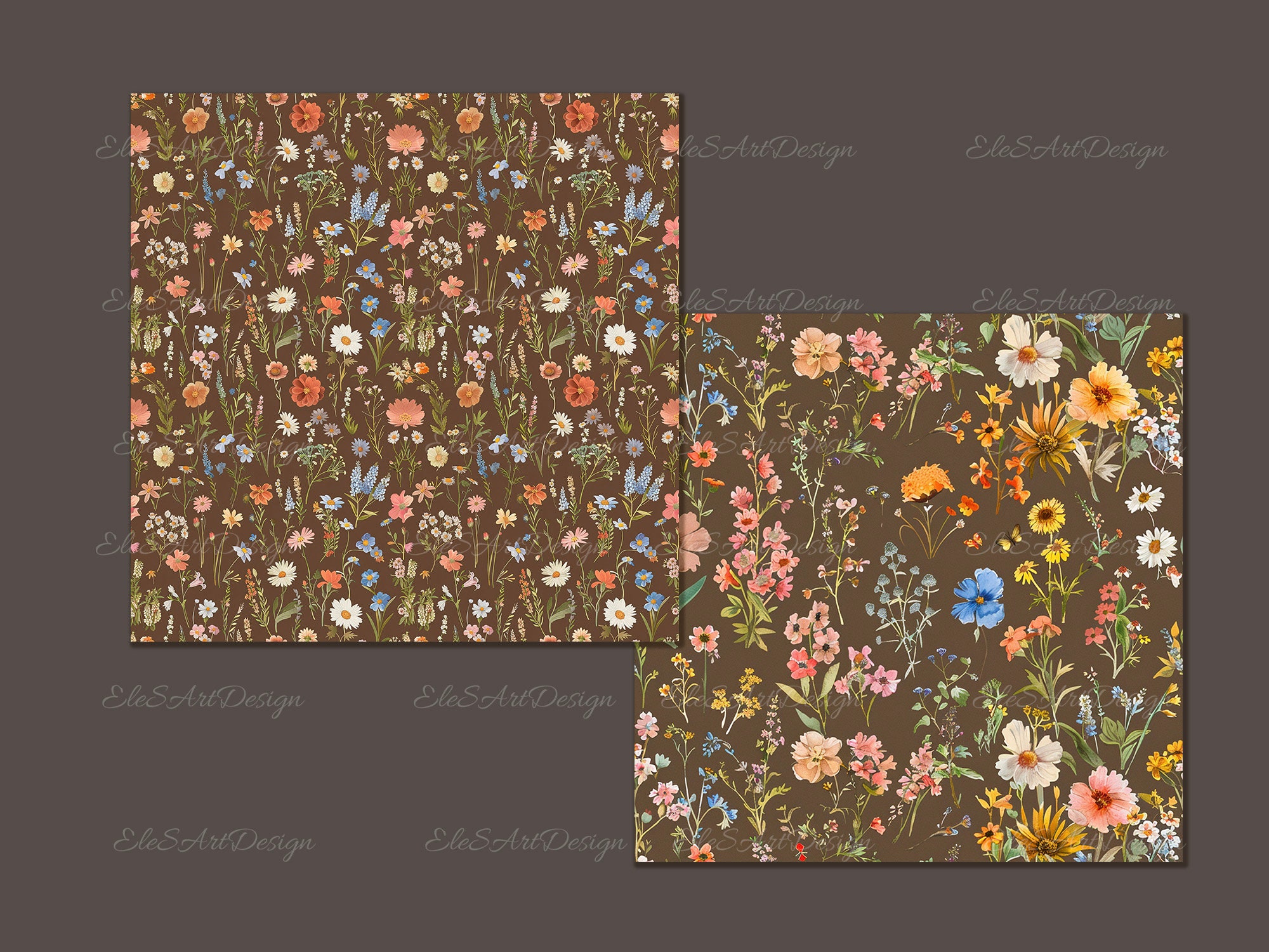 Wildflowers Seamless Pattern. Cottagecore Floral Digital Craft Paper ...