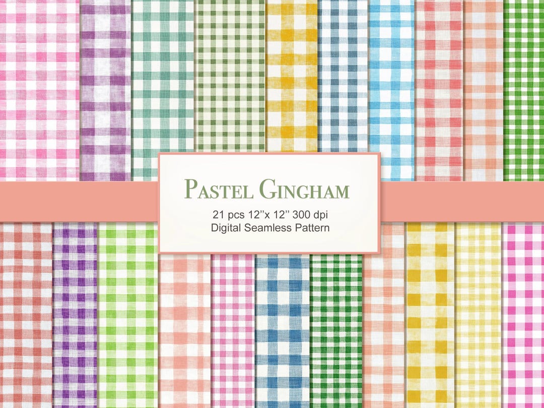 Pastel Gingham Fabric Seamless Pattern. Digital Craft Paper Bundle ...