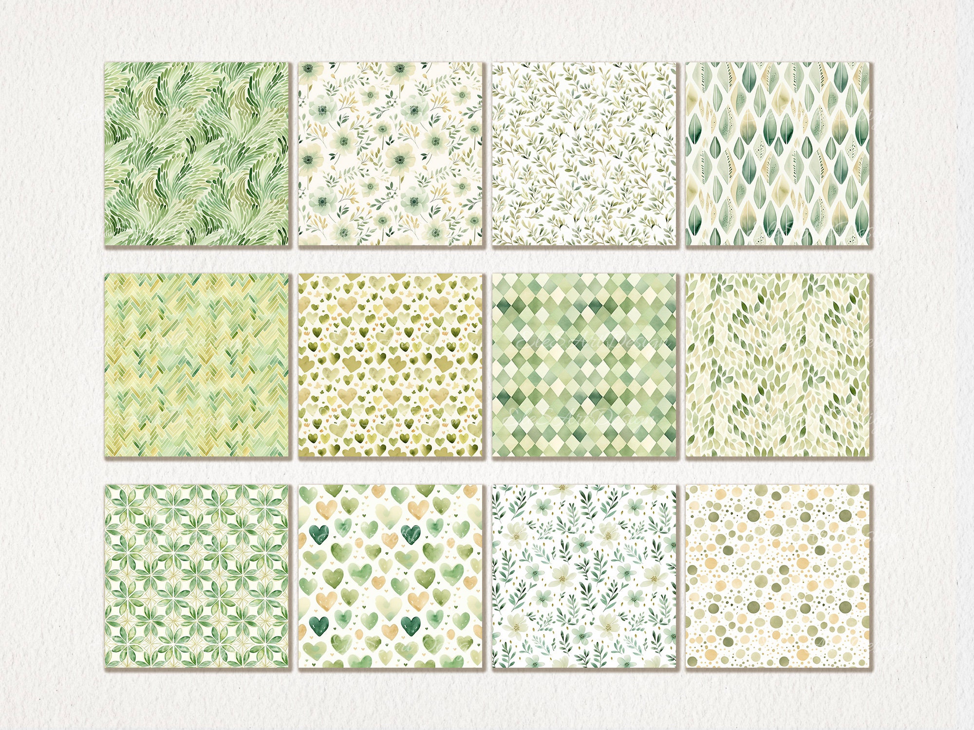 Green Simple Seamless Pattern Paper Pages. Nursery. Commercial Use ...