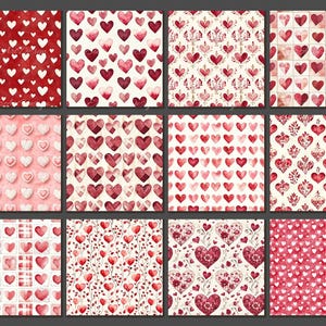 Valentine Hearts Seamless Pattern. Digital Craft Paper Bundle ...
