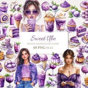 Lila Ube süßes filipino Dessert Essen Getränke Clipart Bundle. Kommerzielle Nutzung. Sammelalbum Junk Journal. 69 PNG