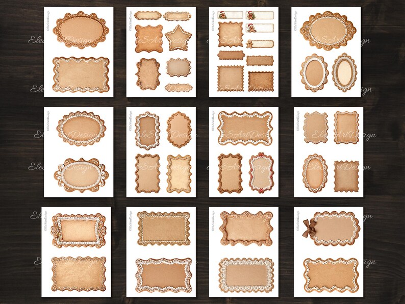 Empty Gingerbread Journal Pages, Labels, Tags, Notes. Digital Download ...