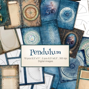 Pendulum Junk Journal Kit. Waarzeggerij Magic Pendulum Chart Board afdrukbare pagina's. Boek der schaduwen, Grimoire. Direct downloaden. PERSOONLIJK GEBRUIK.