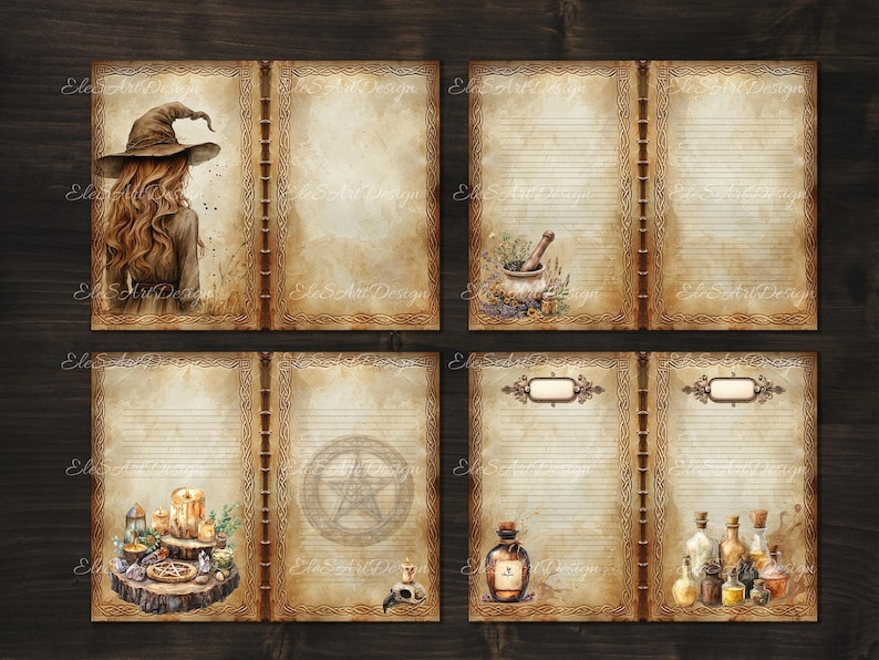 Grimoire Junk Journal Pages. Magic Wiccan Witchcraft Blank Printable ...