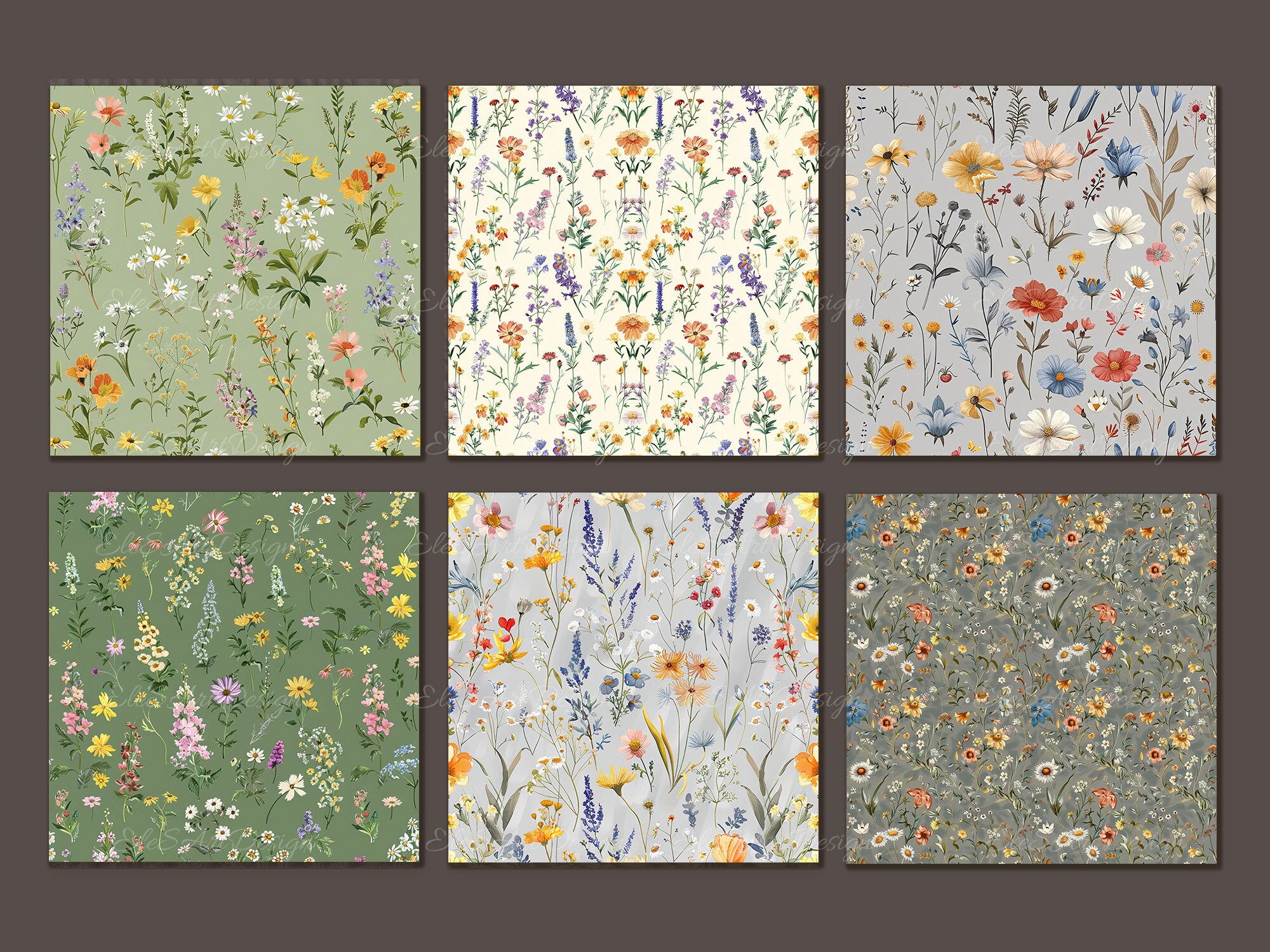 Wildflowers Seamless Pattern. Cottagecore Floral Digital Craft Paper ...