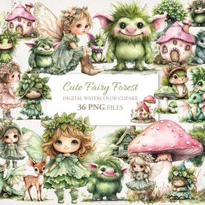 Fairy Forest Watercolor Clipart Bundle: 36 PNG (digital Download) - Etsy