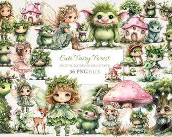 Fairy Forest Watercolor Clipart Bundle: 36 PNG (digital Download) - Etsy