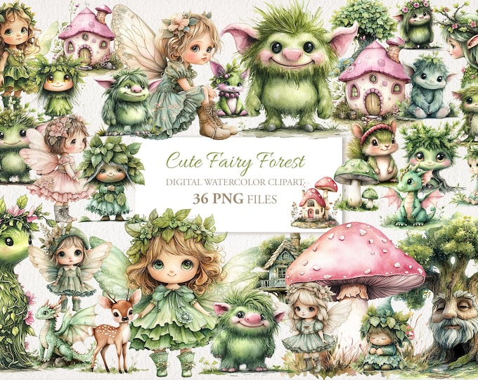 Fairy Forest Watercolor Clipart Bundle: 36 PNG (digital Download) - Etsy