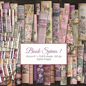 Viktorianische Buchrücken für Junk Journal.  Digitaler Download. 49 PNG + 10 JPG druckbare Collage Sheets