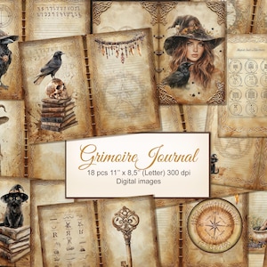 Grimoire Junk Journal Seiten. Magische Wicca Hexerei leere Seiten zum Ausdrucken. Buch der Schatten, Zauberbuch. Digitaler Download. PERSÖNLICHE NUTZUNG