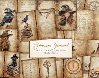 Grimoire Junk Journal Pages. Magic Wiccan Witchcraft Blank Printable Pages. Book of Shadows, Spell Book. Digital Download. PERSONAL USE