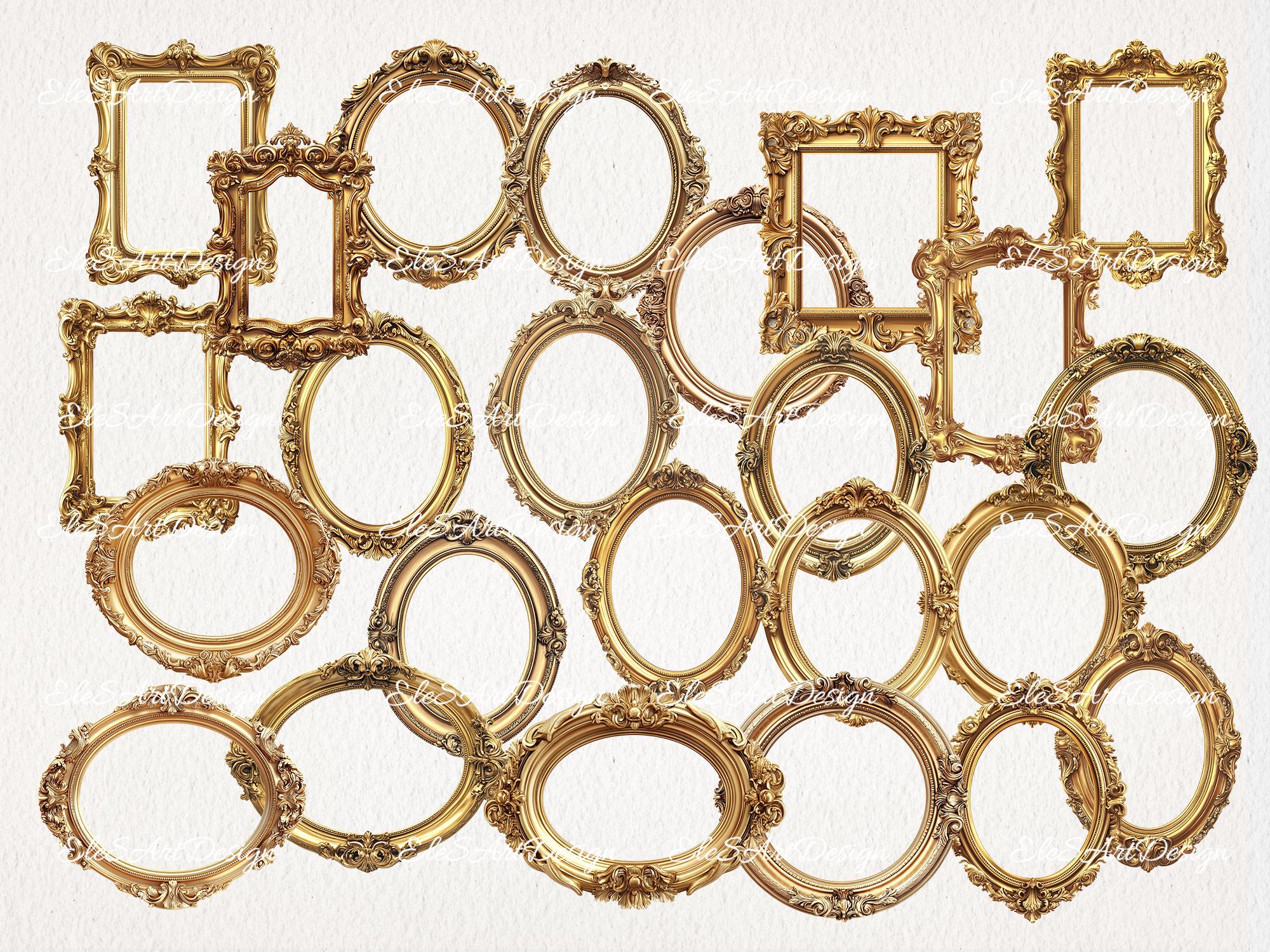 Golden Antique Frames Clipart Bundle. Vintage Gold Rococo Victorian ...