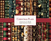 Christmas Plaid Seamless Pattern. Digital Craft Paper Bundle. Commercial Use. Crafting, Decoupage, Junk Journal. 22 PACK