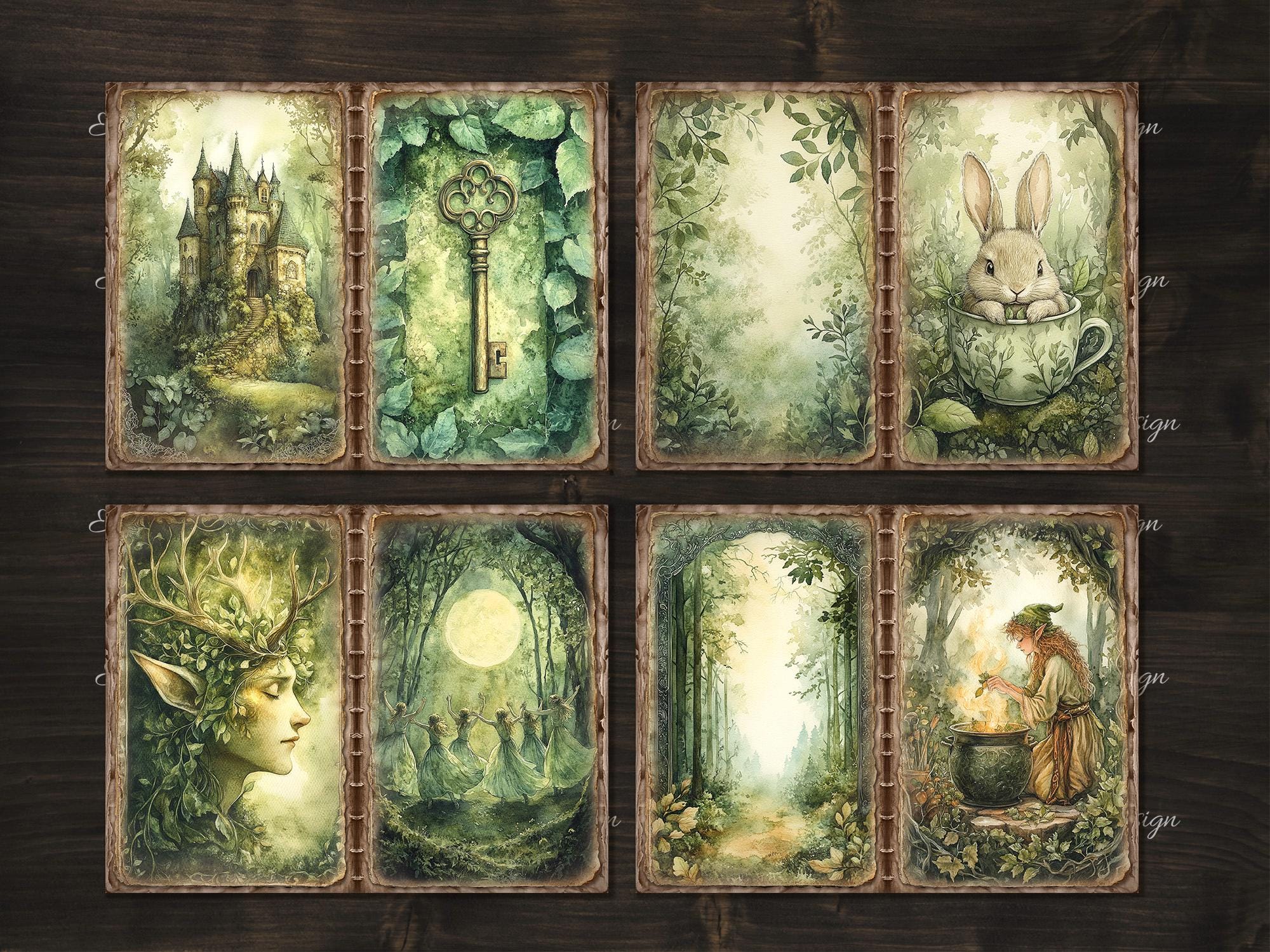 Elven Forest Fairy Junk Journal Double Pages. Magic Fantasy Enchanted ...