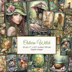 Ostara Witch Junk Journal Printable Double Pages, Grimoire. Wicca Wiccan Pagan Magic. Digital Download. AI Illustration. 20 PACK